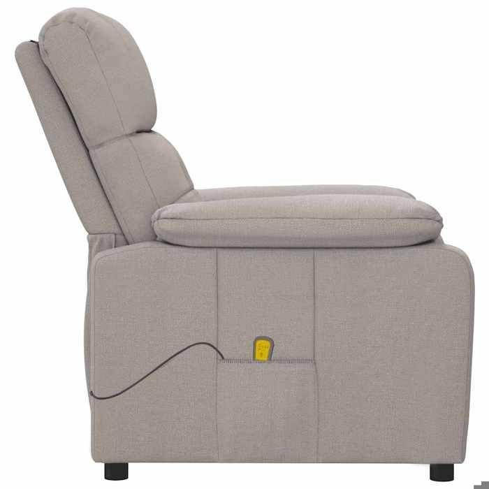 Fauteuil de massage - MAISON EXCLUSIVE - Taupe Tissu - 6 points vibration - 3 positions inclinable - Alim USB 5V