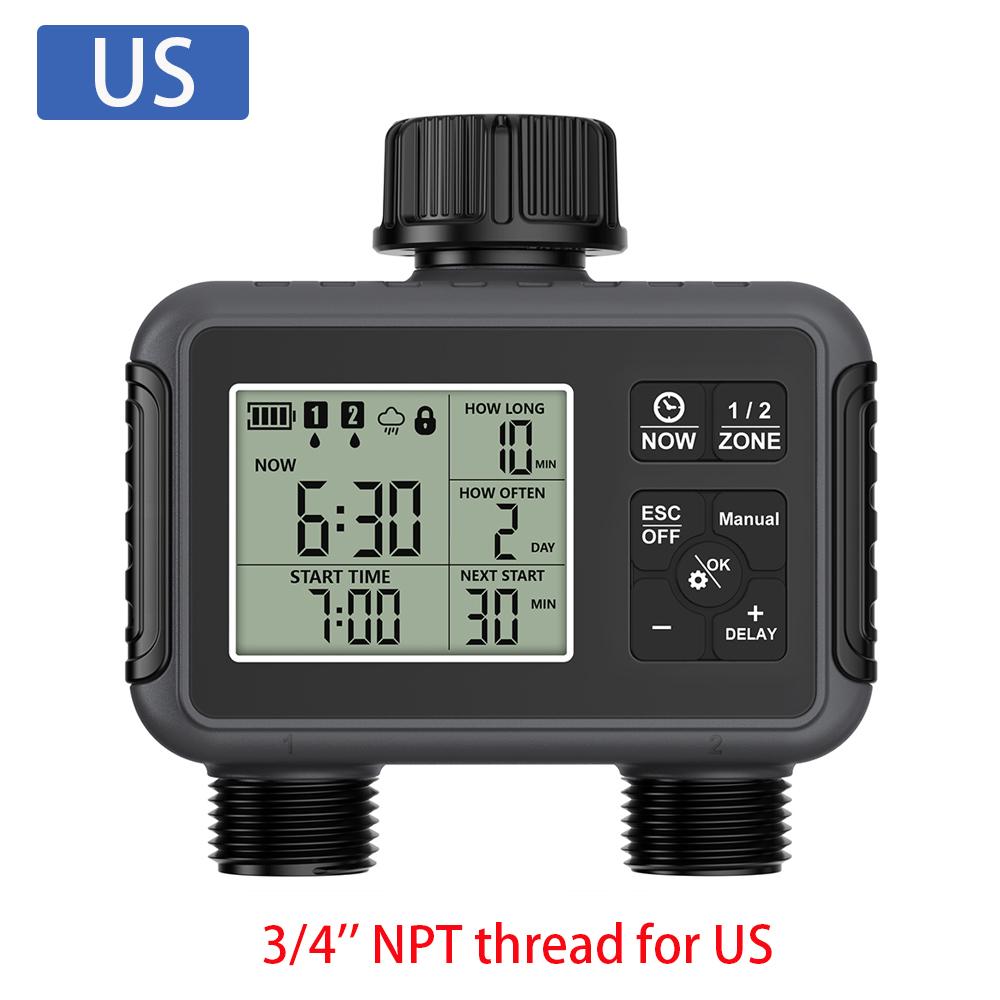 Automatic Watering Device 1/2 Zone Smart Water Timer LCD Display Irrigation Watering System Timed Sprinkler Garden Programmer
