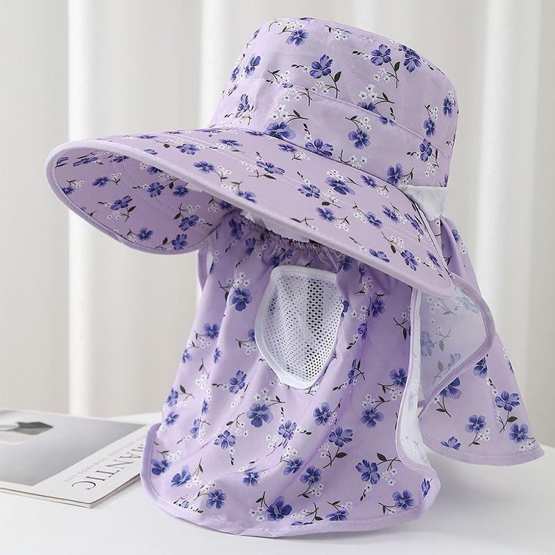 Sombrero de Flores para Mujer Verano Exterior Obra de Construcción Protector Solar Mascarilla Cubre Rostro Sombrero de Sol Sombrero de Sol para Ciclismo