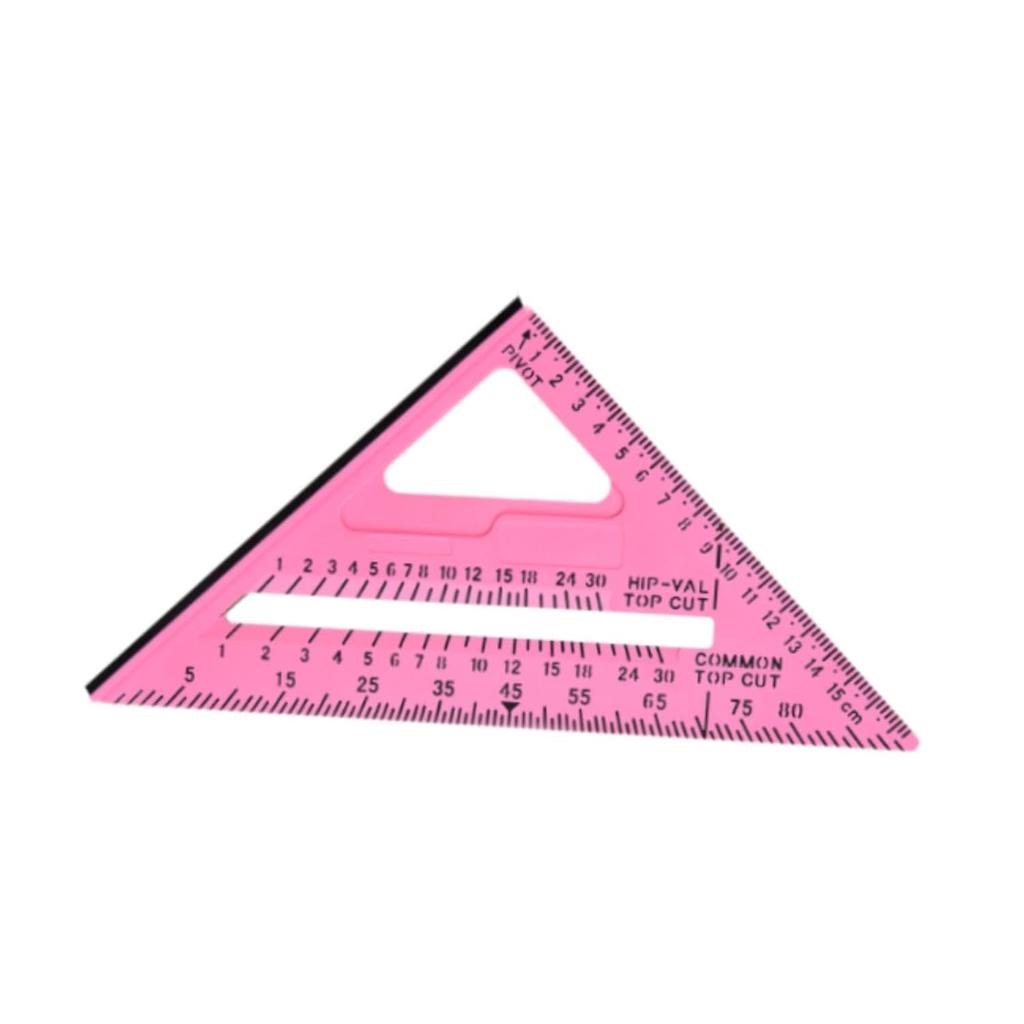 Carpentry Triangle Ruler, Metric and Imperial Scribing Carpenter Marking Tool,Measuring Square Tool for Industrial Carpenter Building, Pink