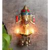 Gemstone Work Brass Ganesha Wall Hanging Diya with Bells for Home Decor, Brass Hanging Diyas Oil Lamp, Diwali Gifts