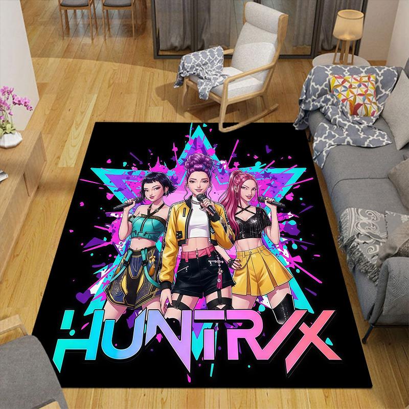 HUNTRIX Flannel Pattern Square Carpet,Area Rug,Carpet Rug for Living Room Bedroom Sofa Playroom Decor,Non-slip Floor Mat