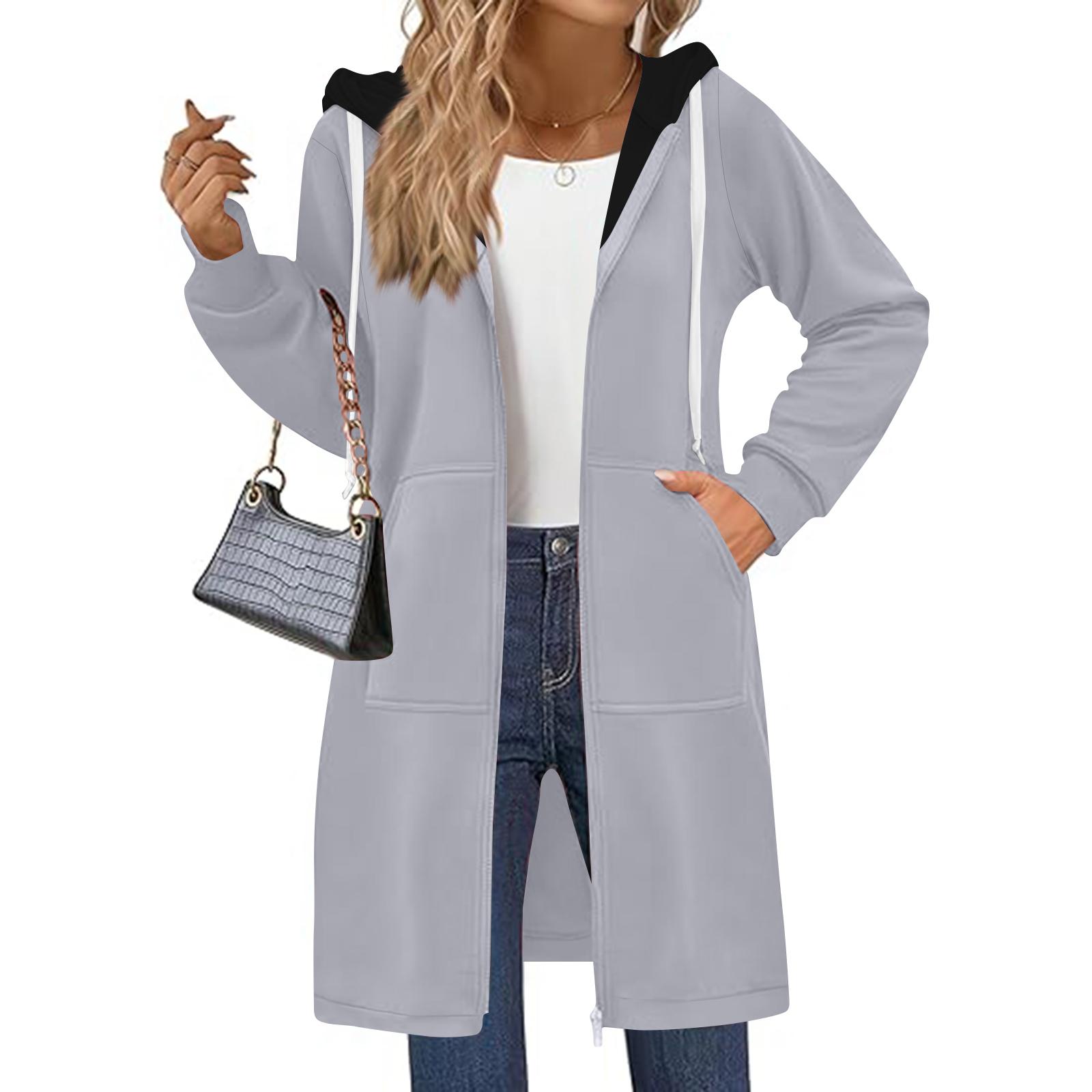 

Женские толстовки на молнии, оверсайз, флисовые, длинные, пуловер с капюшоном, повседневные, с длинным рукавом, осенняя куртка-худи M