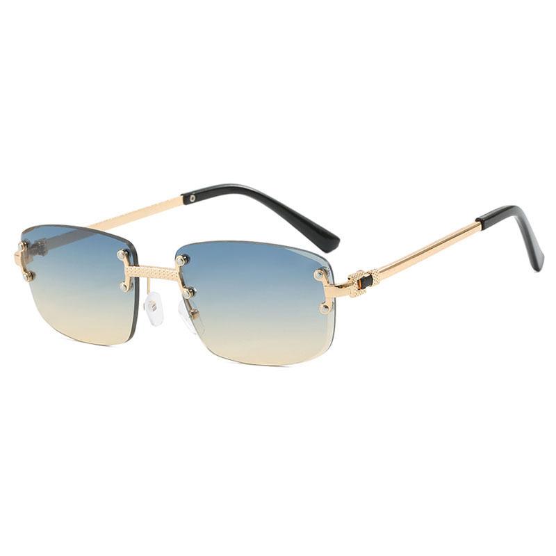 

Retro Frameless Sunglasses Men s And Women s Rectangular Metal Frame Small Frame Sunglasses Brown Eye Protection Glasses UV400