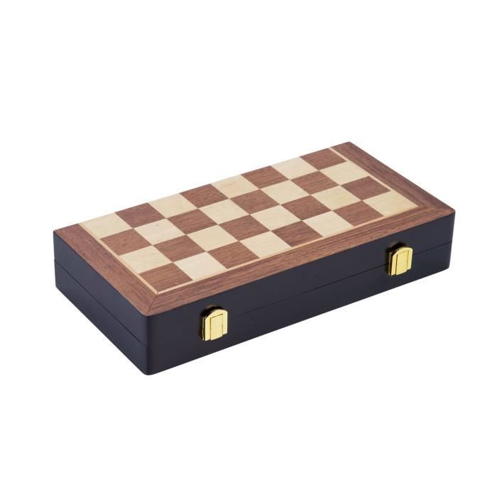 Jeu de Societe - ENGELHART - Jeu d'échecs en bois massif - Valise refermable - 38 x 19 x 5.2 cm