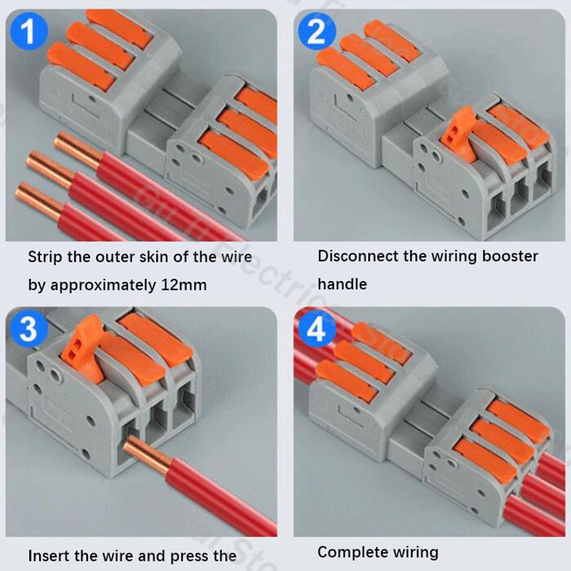 Male Female Docking Mini Quick Wire Connector Universal Compact Electrical Wiring Connectors Push-in Conductor Terminal Block Plug Connectors 4