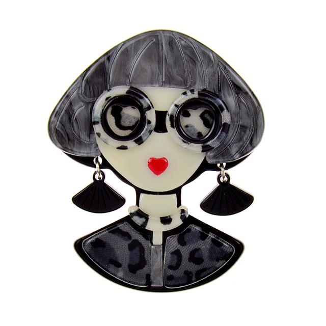 

Новые акриловые очки, современные броши для девочек для женщин, 4 цвета, модная булавка из ацетатного волокна