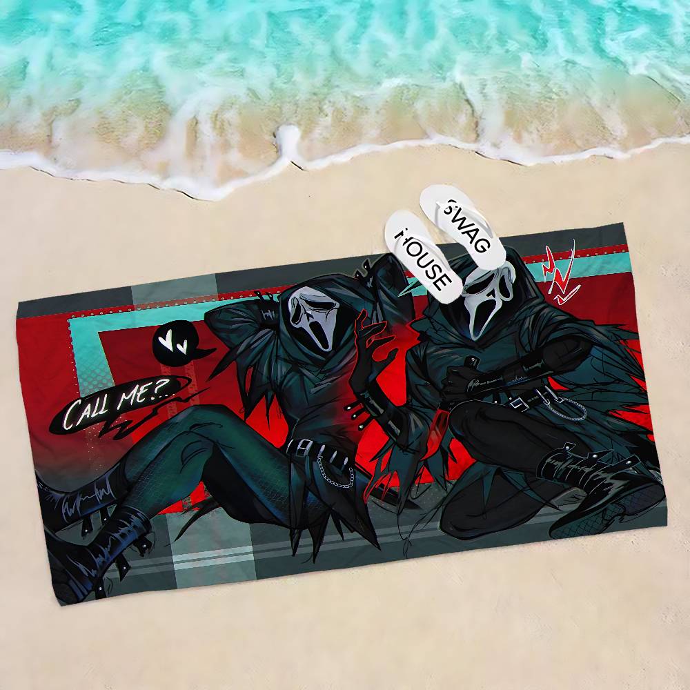 S-SCREAMS Horror Movie Microfiber Printed Beach Towel Mountain Climbing Yoga Beach Swimming Running Absorbent Soft Towel