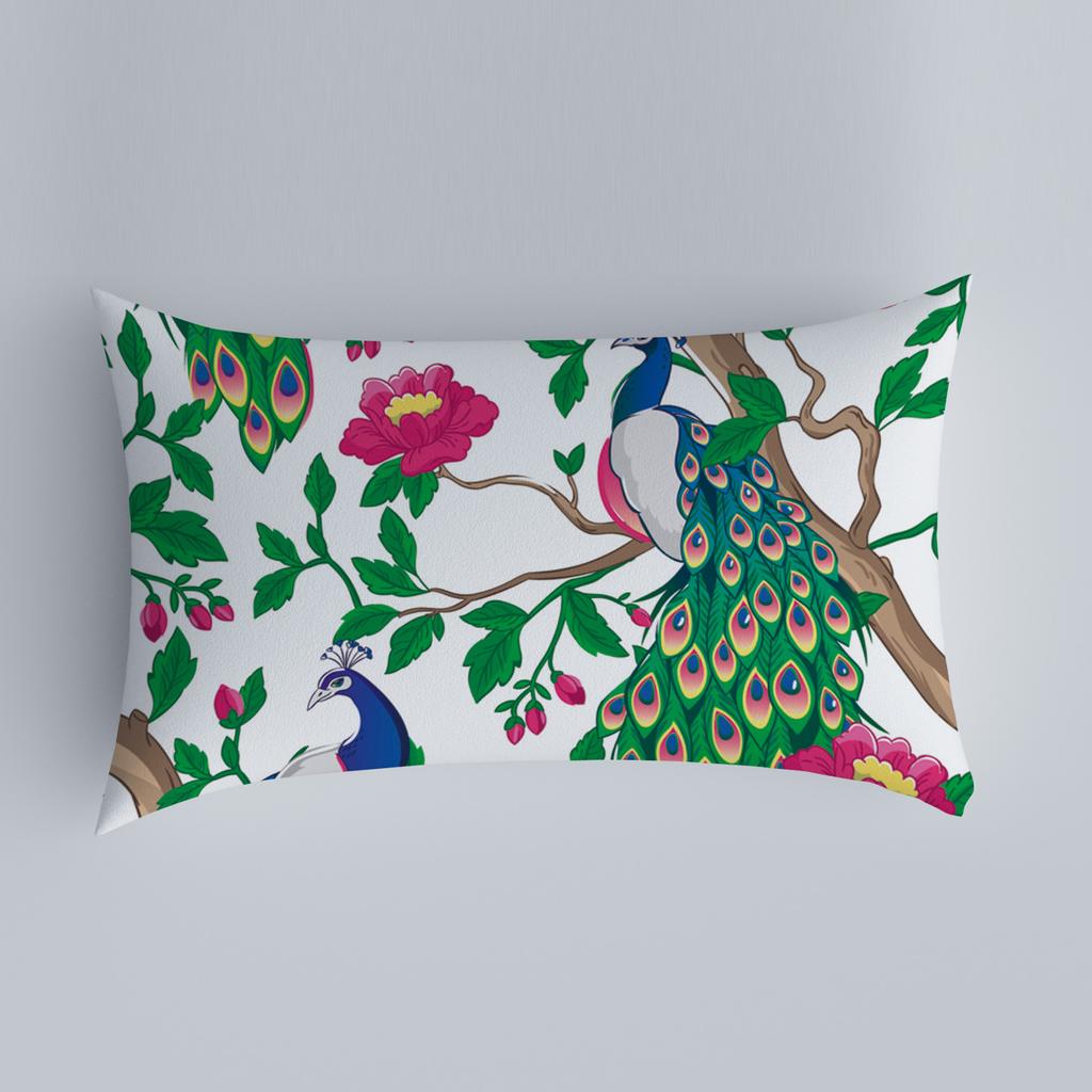 Bedroom Living Room Sofa Home Pillowcase Car Back Pillowcase Chinese Pillowcase Flower and Bird Pattern Cushion Cover