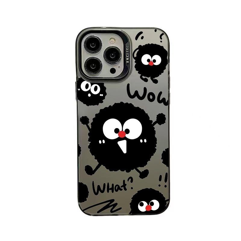 Small Coal Balls Are Suitable for Apple 13promax Mobile Phone Case iPhone15 Laser 14max Cartoon 16 Colored Silver Xsmax.