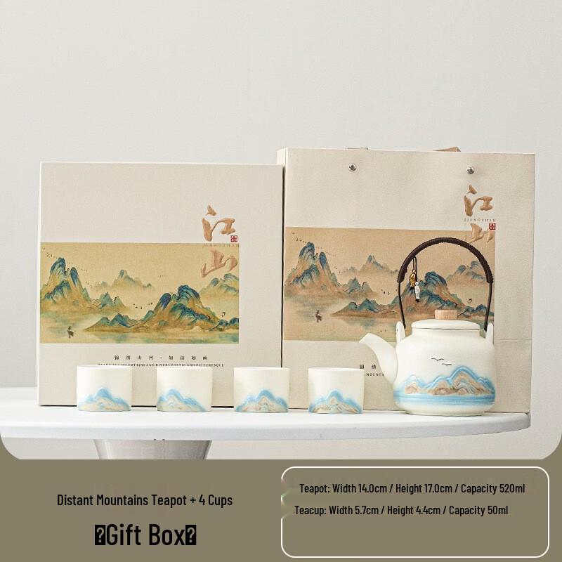 Chinese Ceramic Teapot & Tea Cup Gift Set