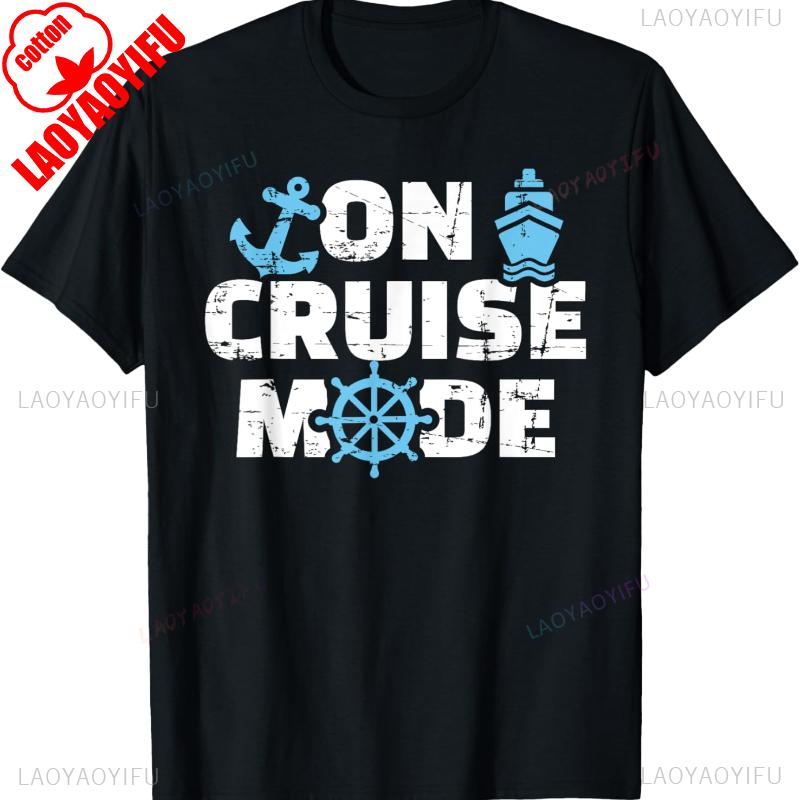 On Cruise Mode Letters Graphic TShirt High Quality Cotton Casual Style Crewneck Regular Short Sleeve Unisex Allmatch Shirts
