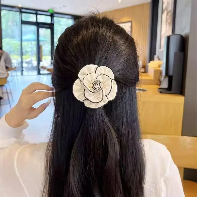 Herbst Kamelie Handgefertigte Blumen Haargummis Französische Vintage Stirnband für Frauen Stilvoll und Schick Kopfseil Elegant Haargummis