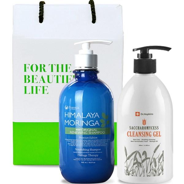 

Dr. Hopkins Beer Yeast Cleansing Gel 500ml + Pogonia Moringa Shampoo 500ml Hair Skin Gift Set, 1 set, Korean popular cosmetics set