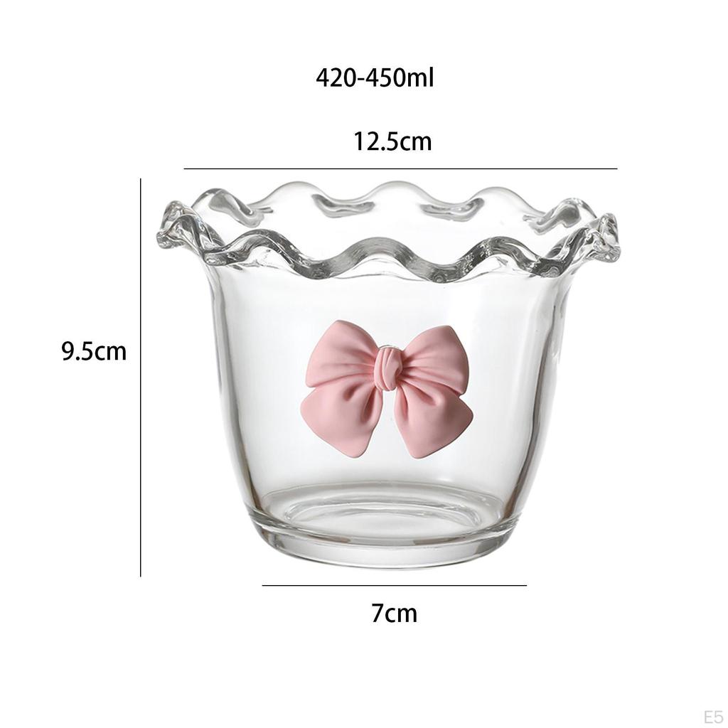 Glass Ice Cream Bowl Flower Shape Household Clear Serving Bowls Parfait Fruit Cup for Tea and