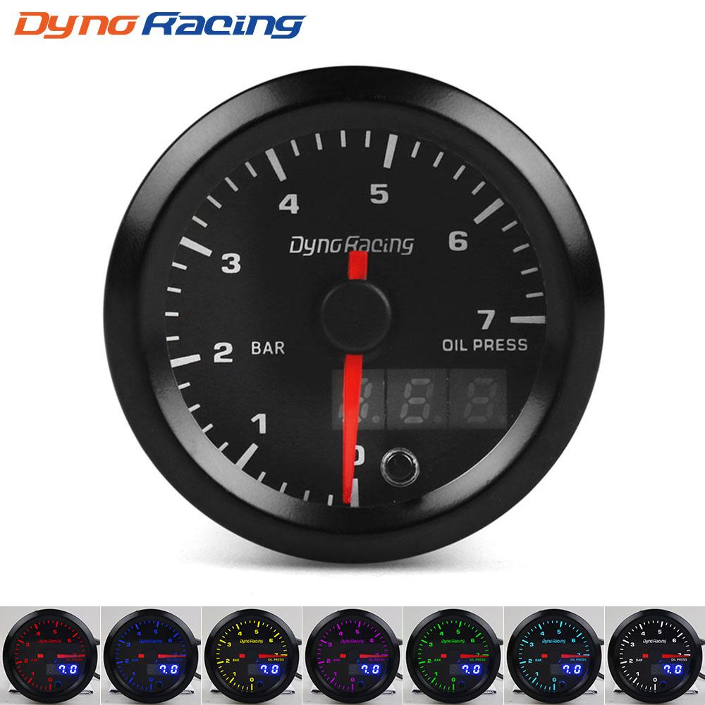 Dynoracing 2" 52mm 7 Colors LED Dual Display Boost Water Oil temp Oil pressure Voltmeter Air fuel Ratio EGT Tachometer Car Gauge