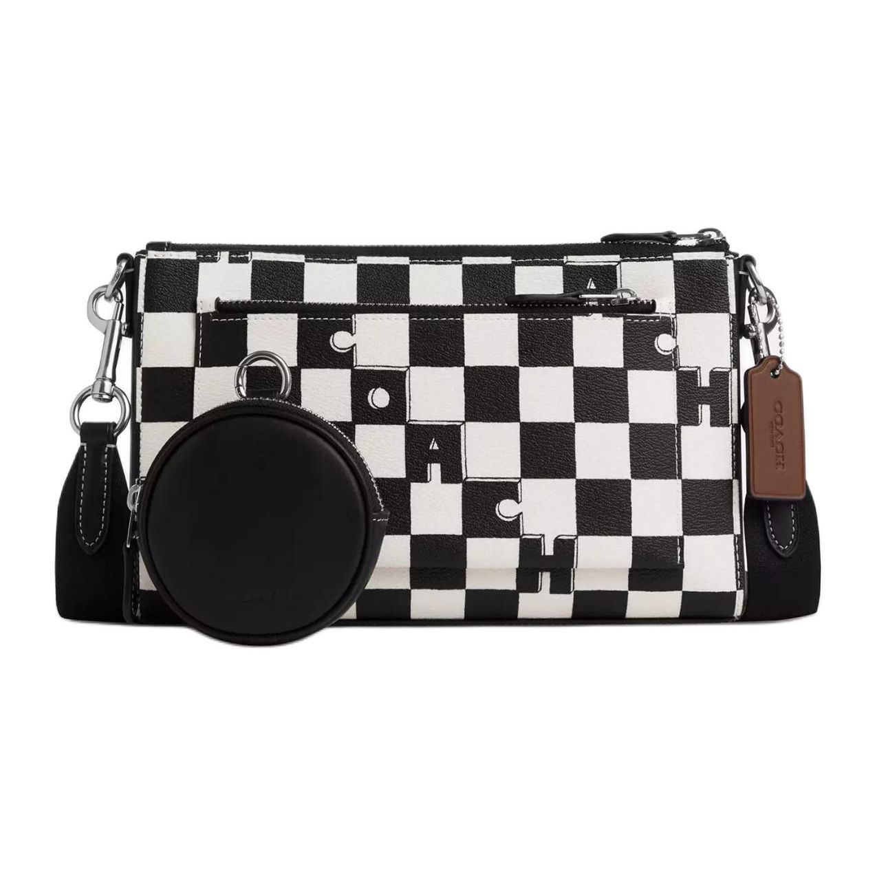 

Coach Holden 24 Checkered Print Coated Canvas Crossbody Bag Medium Women Bags Black CR208-SVA16 Basic Set (Bag+Dust Bag)