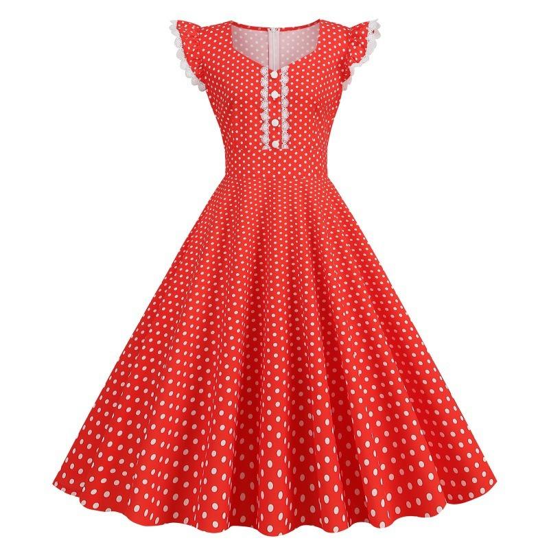 QICED Women's Fashion Summer Spring V-Neck Short Sleeve Casual Dresses
