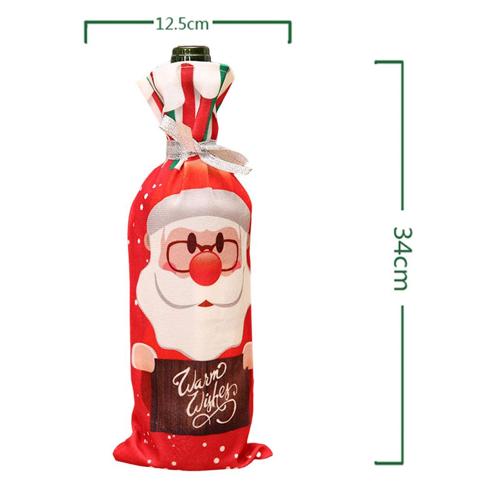 Champagne Bottle Cover Reusable holiday party Santa Claus Snowman Elk Xmas Ornaments Merry Christma Dinner Table Decor