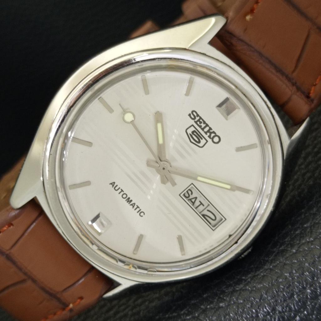 JAPAN VINTAGE SEIKO 5 AUTOMATIC 6309A MENS SILVER COLOR DIAL WATCH a701552-5 R206b-a701552