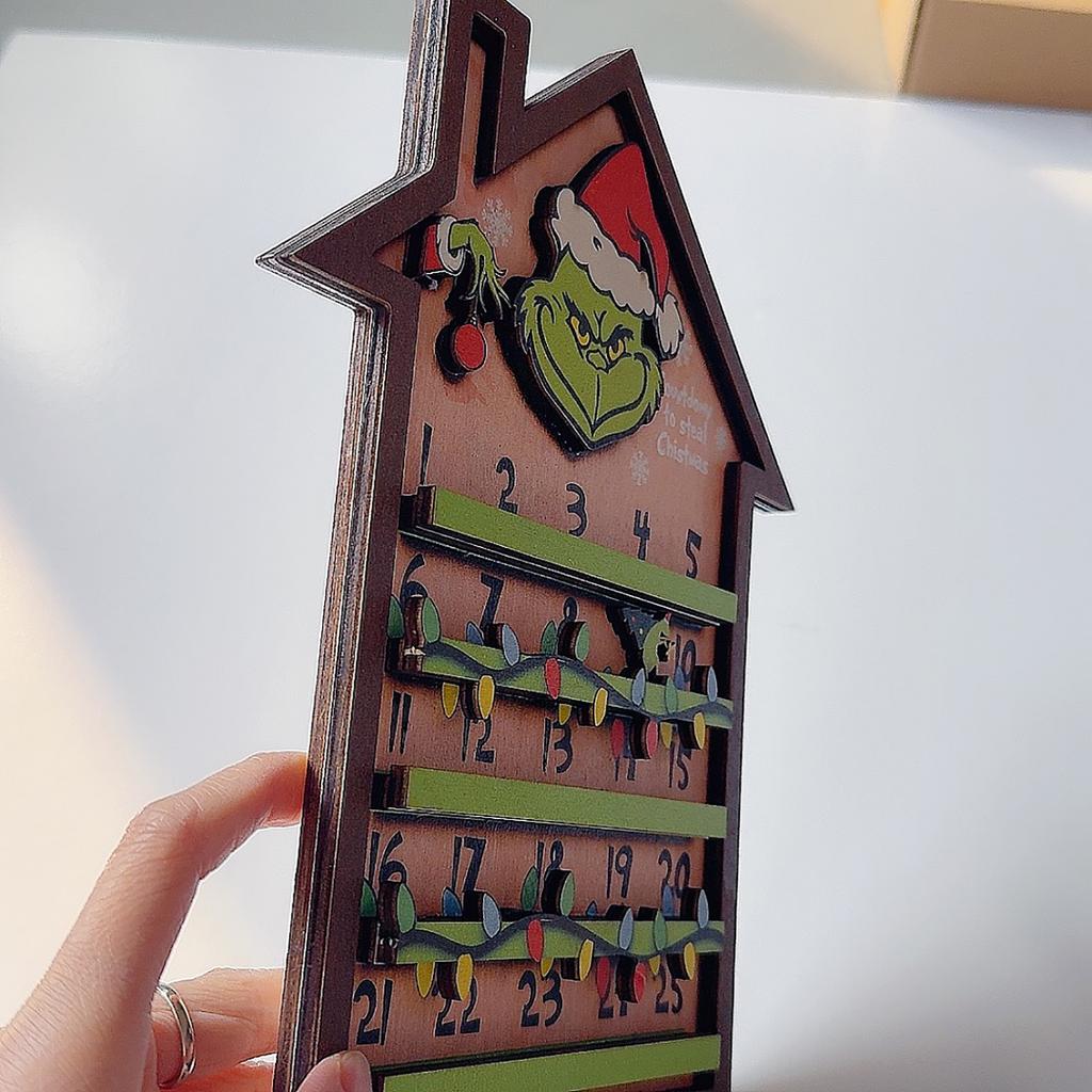 3D Christmas Countdown Calendar Wooden Wall Hanging Holiday Decoration Sign