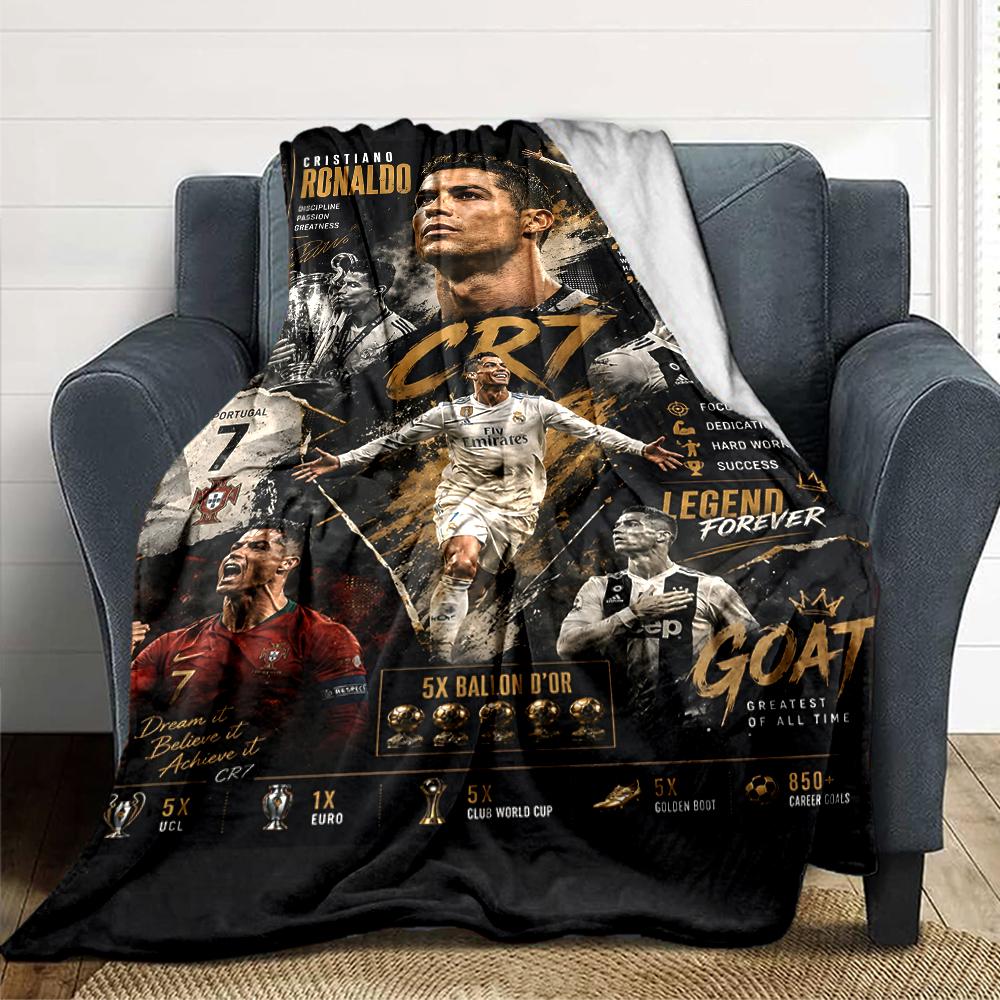 Ronaldos Legacy Lights bedruckte Flanelldecke, atmungsaktiv und warm, ein stilvolles Geschenk für Zuhause, geeignet für den Gebrauch zu Hause, im Büro und als Tagesdecke. 0713a5