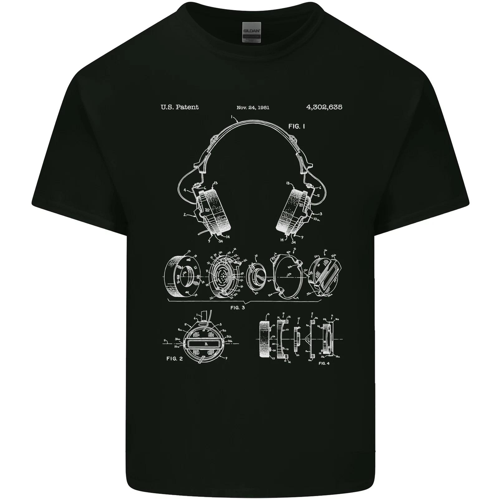 Headphones Patent Blueprint Music DJ Dance Kids T-Shirt Childrens 3XL