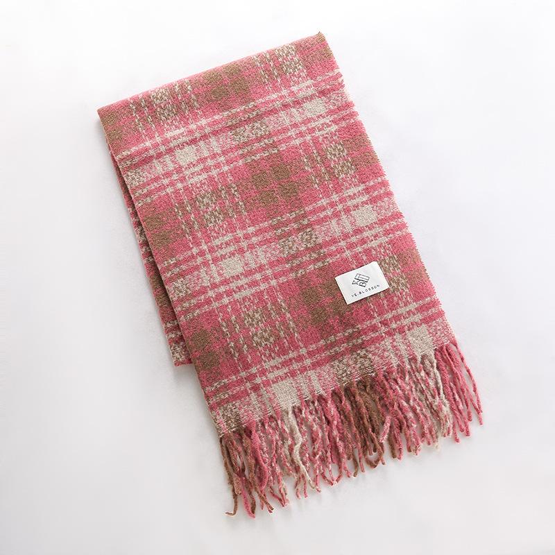 Christmas Red Scarf Women's Winter Plaid Imitation Cashmere Ins Versatile Premium Shawl Student New Year's Gift