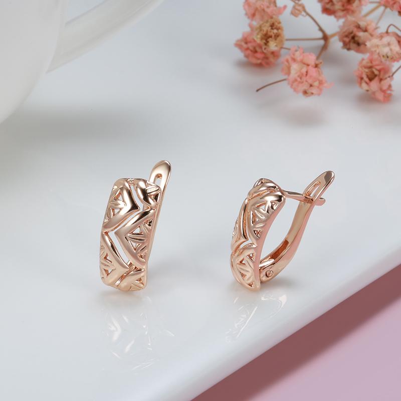 New Rose Gold Bridal Earrings Wedding Daily Fashion Jewelry Unique Unusual Hollow Long Drop Earrings For Women
