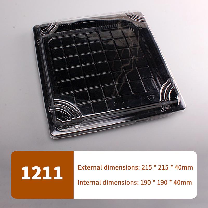 10 Pcs Disposable Sushi Box Home Takeaway Beef Lamb Sliced Salmon Covered Packaging Box Square Sushi Plate Meal Box Containers
