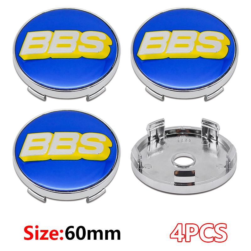 4 Stück 56+60mm Auto Radnabenabdeckung Aufkleber Felgenabdeckung Emblem Abzeichen modifiziertes Fahrzeuglabel Aufkleber Für bbs Reifenmittel Aufkleber