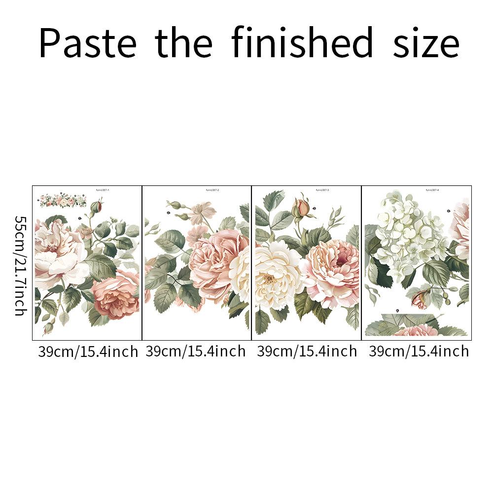 Rose Flower Leaves Combination Bedroom Living Room Home Background Wall Decoration Wall Stickers