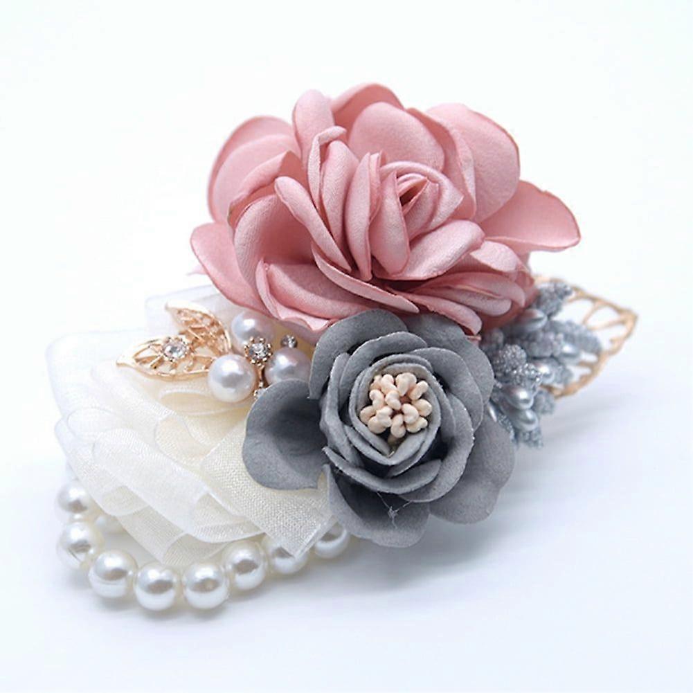 Wrist Corsage,Wedding Bridal Wrist Corsage Bridesmaid Fake Rose Pearl Bracelet