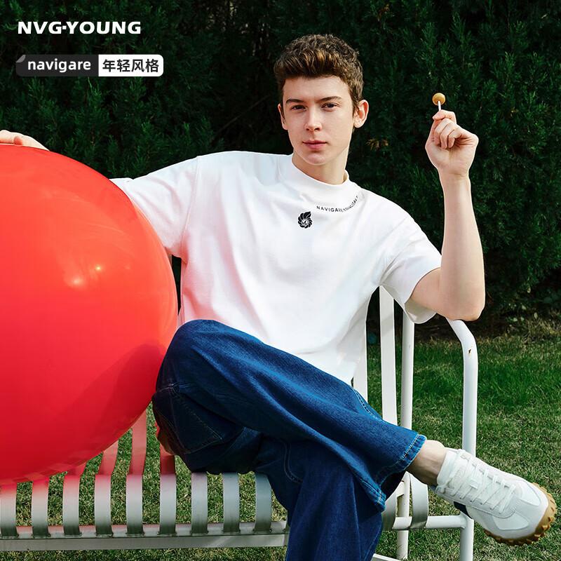 Navigare Men s 100 Cotton Loose-Fit Round Neck Short Sleeve T-Shirt L 3860₽