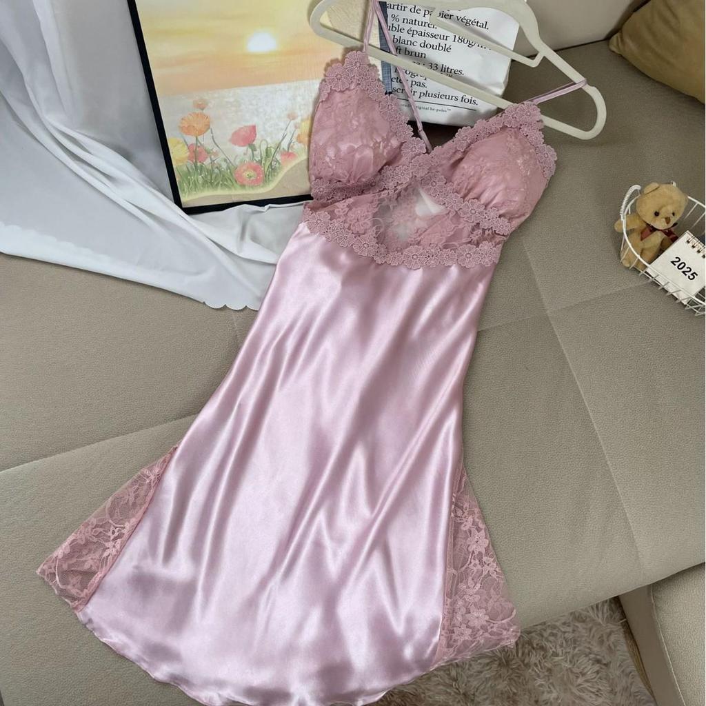 Sexy Spaghetti Strap Backless Nightgown with Chest Pad - Korean Style Spring/Summer Women's Pajamas