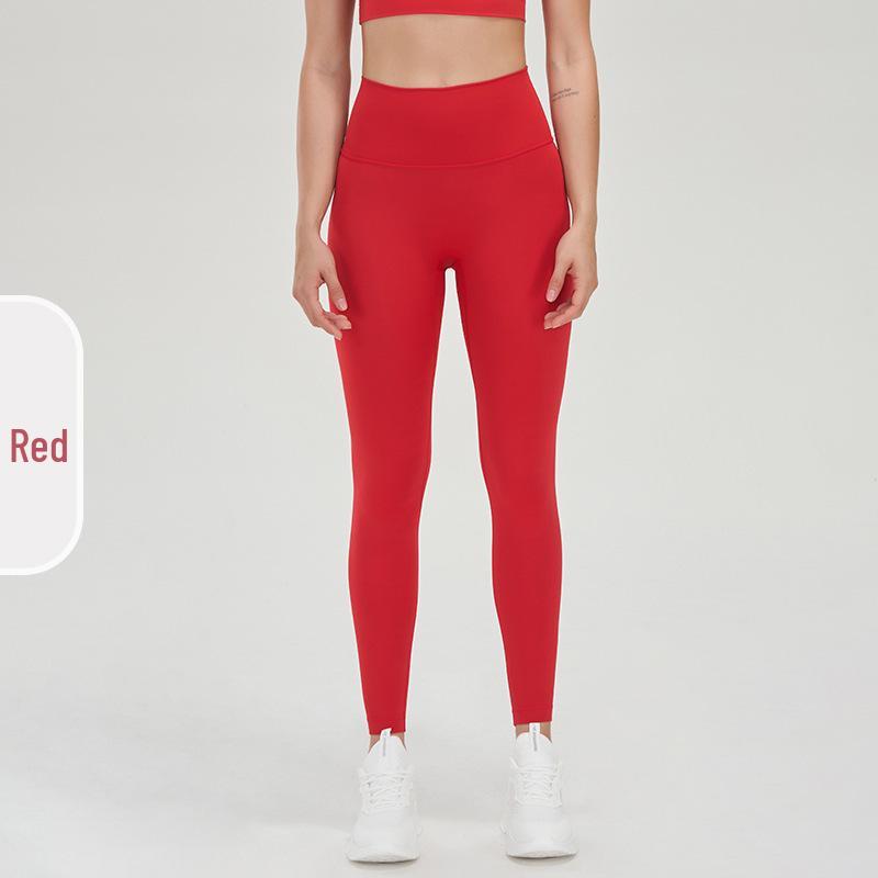 Pantaloni da Yoga da Donna a Vita Alta, Effetto Solleva Glutei Color Pesca - Senza Cuciture Visibili, Sensazione Nuda
