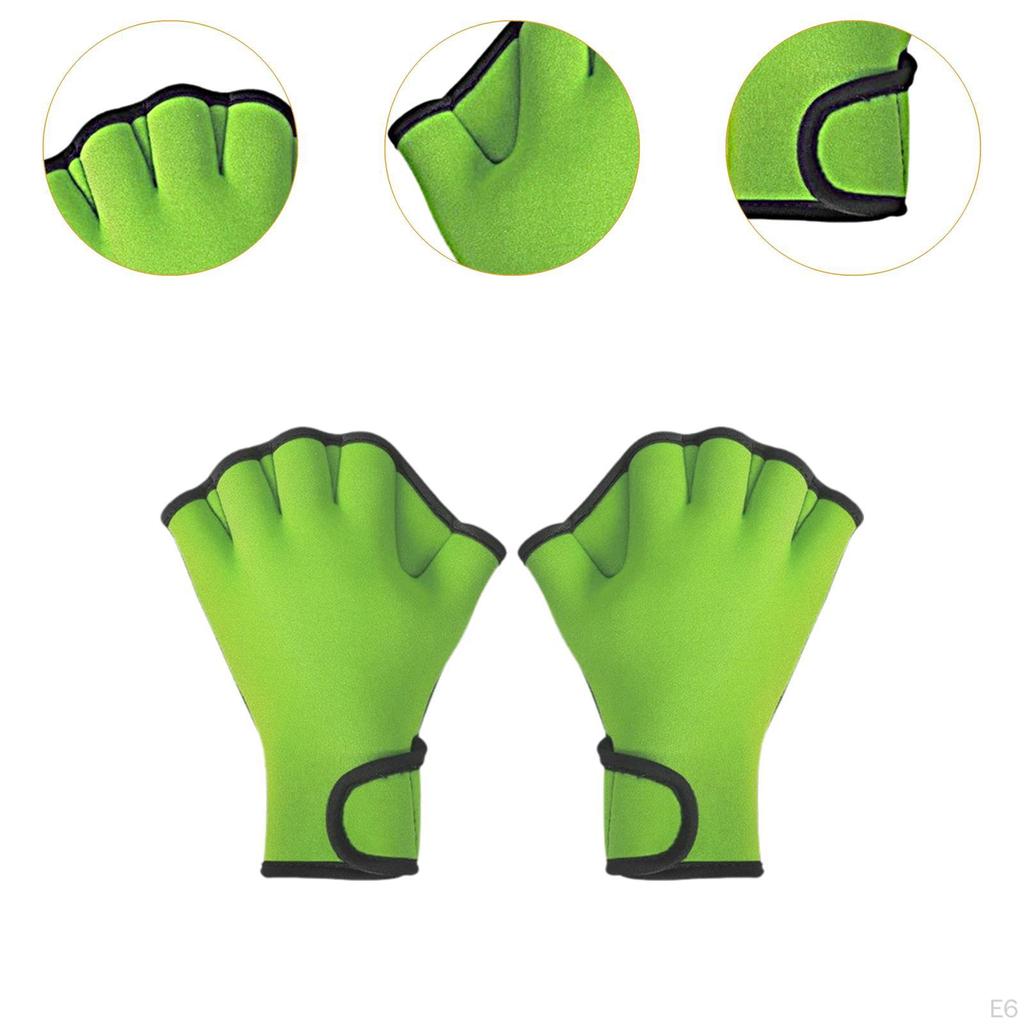 Swim Webbed Gloves Aquatic with Wrist Strap Fingerless Diving for Paddle