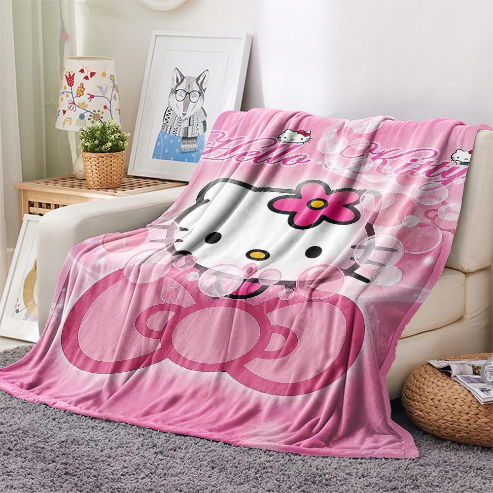 1PC Hello Kitty Cute Print Flannel Blanket, High quality All Seasons, Home Decor, Warmth and Comfort, Perfect for Christmas Gifts