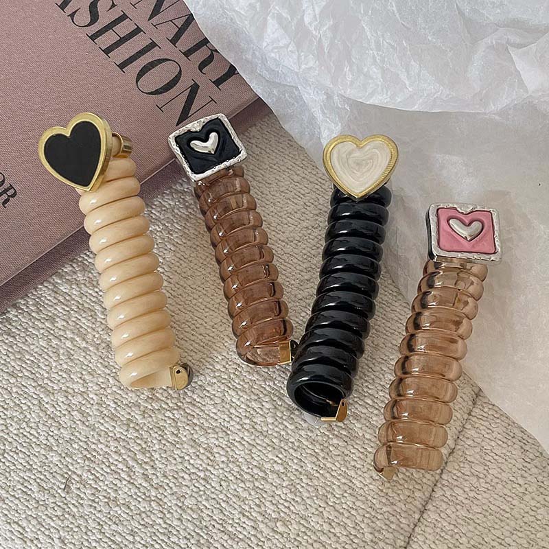 Y2k-Herz-Design, Pferdeschwanz, elastische Haarbänder, Gummi-Haargummis, Bündel Scrunchies, Telefondraht, Haarschmuck, Damen-Stirnband