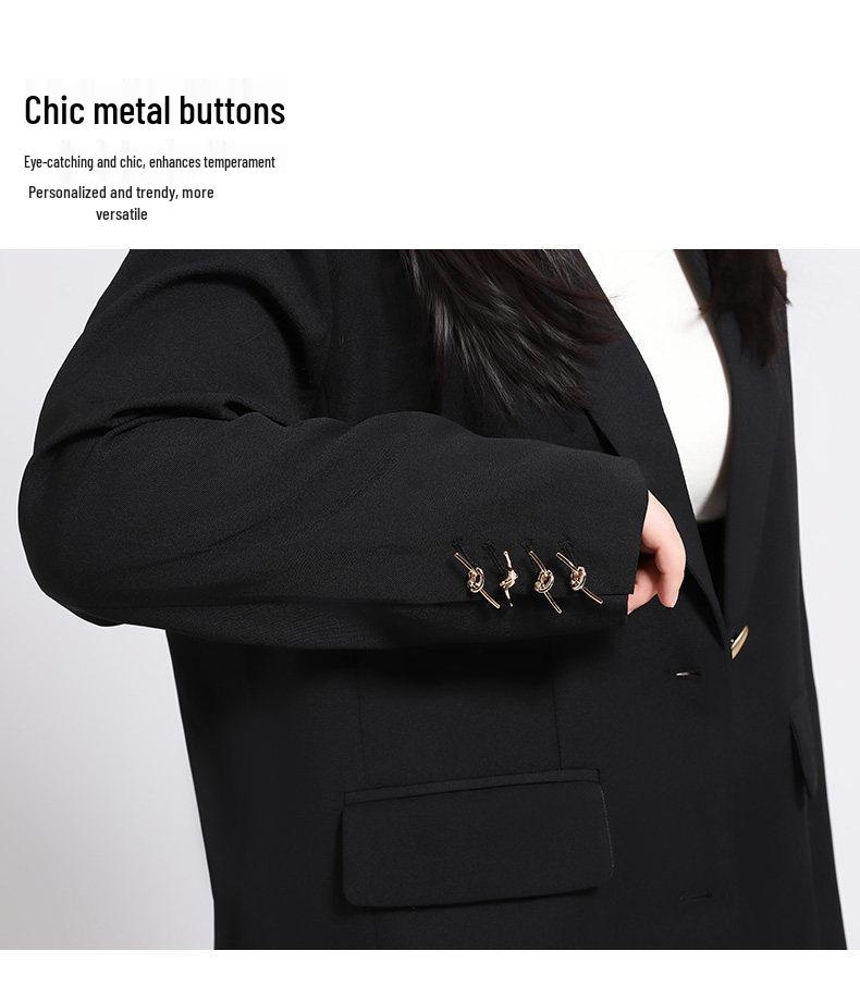 Elegant Customized Plus Size Women's Blazer - Loose Slimming Black Design for Spring/Autumn 2025