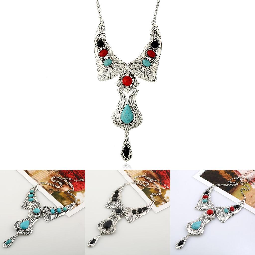 Bohemian Turquoise Necklace With Alloy Material And Geometric Pendant For Men And Women