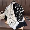 Korean Fashion Vintage Elegant Camellia Printed Square Scarf For Women