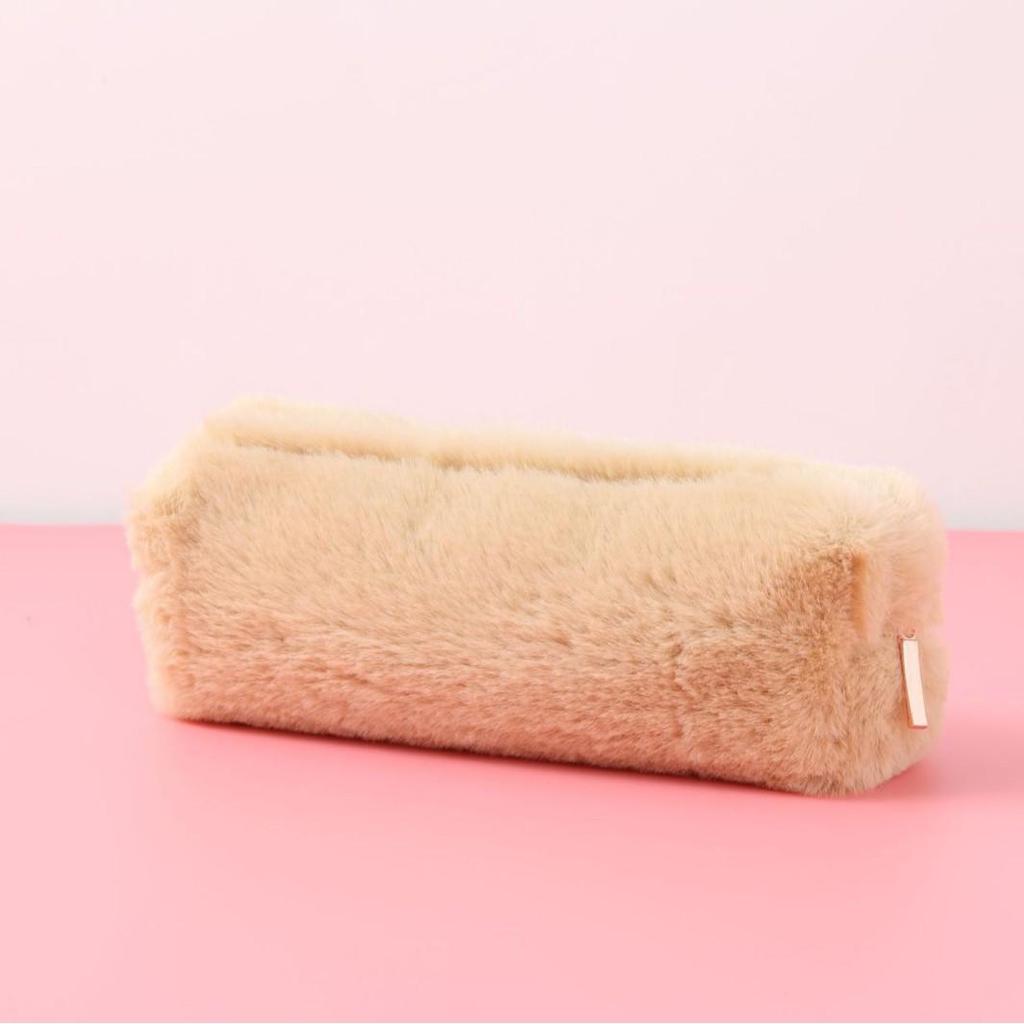 Estojo de Lápis de Pelúcia Fofo Wangdins Estilo Coração Girly Bolsa de Papelaria