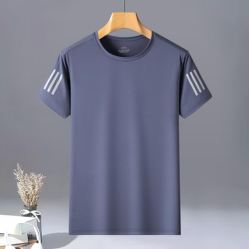 Letné L-8XL Pánske Ležérne Tričko z Ľadového Hodvábu Vonkajšie Športové Okrúhly Výstrih Rýchloschnúce Klimatizované Krátkorukávové Tričko