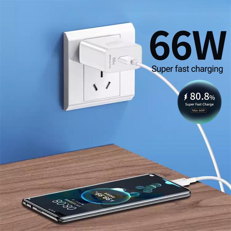 6A 66W Super Fast Charger For Huawei Mate 40 50 60 P50 P60 Nova 9 10 Honor 90 100 Magic 5 Lite 6 Pro Type C Quick Charging Cable