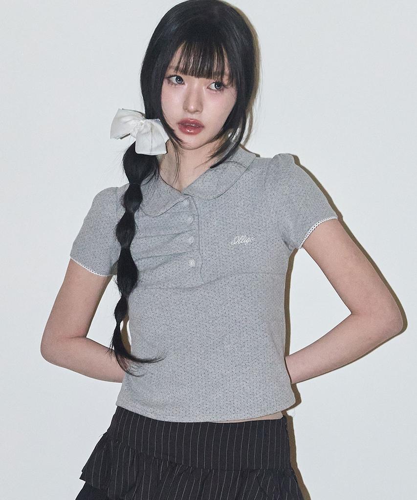 ILLIGO Dot Pintuck Collared Tee Melange