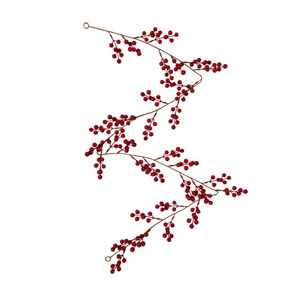 Artificial Red Berry Stem Faux Red Berry Branch Plastic Rattan Foamed Berries for Home Party Use