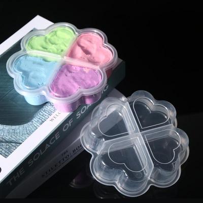 Four-Leaf Clover Transparent Plastic Storage Box with Lid, Compartment Organizer for Cosmetics