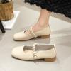 Mary Jane Thick Heel Round Toe Single Shoes 2024 New Casual Simple All-match Flat Bottom Comfortable Women Shoes Autumntime