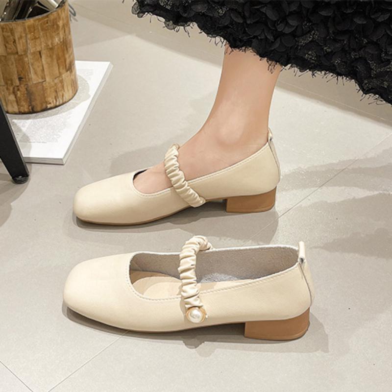 Mary Jane Thick Heel Round Toe Single Shoes 2024 New Casual Simple All-match Flat Bottom Comfortable Women Shoes Autumntime